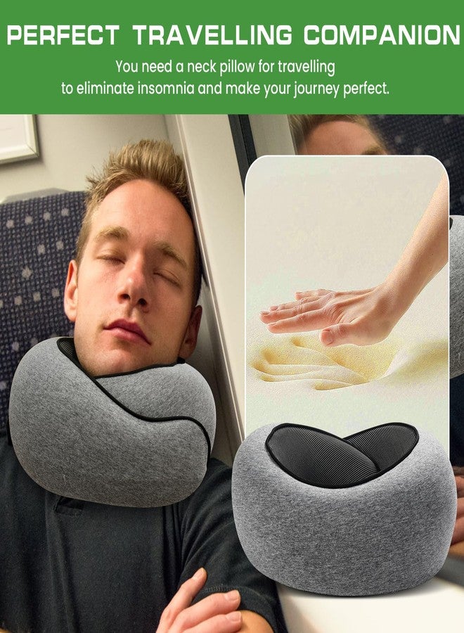 Badink® Memory Foam Neck Travel Pillow, Neck Pillow Airplane with MagicStrap - Adjustable Ergonomic Travel Pillow for Office/Airplane/Car, Washable Cover, Portable Cervical Support (Gray) - Image 4