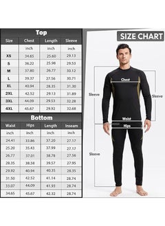 Generic Men's Thermal Underwear Sets Top & Long Johns Fleece Sweat Quick Drying Thermo Base Layer-Black  - Image 5