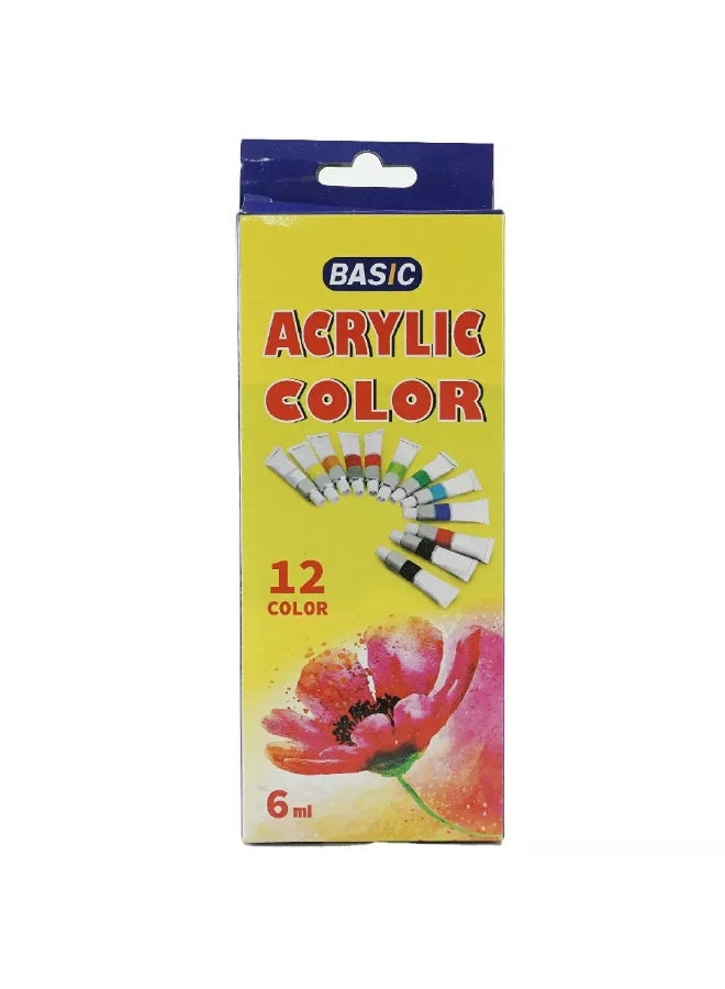 BASIC Acrylic Color Paint Tube, 6Ml Per Piece - Pack of 12 Pieces - Image 1