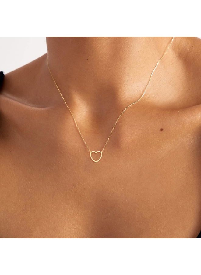 BAYLAY Gold Heart Necklace for Women Girls, 18K Gold/White Plated Heart Pendant Charm Necklace Dainty Gold Necklace for Women Gold Jewelry Christmas Valentines Gifts for Women Mom Grandma, 16 inches - Image 3