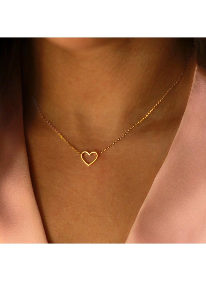 BAYLAY Gold Heart Necklace for Women Girls, 18K Gold/White Plated Heart Pendant Charm Necklace Dainty Gold Necklace for Women Gold Jewelry Christmas Valentines Gifts for Women Mom Grandma, 16 inches - Image 5
