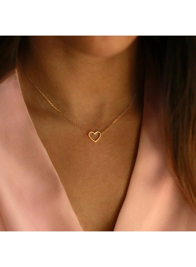 BAYLAY Gold Heart Necklace for Women Girls, 18K Gold/White Plated Heart Pendant Charm Necklace Dainty Gold Necklace for Women Gold Jewelry Christmas Valentines Gifts for Women Mom Grandma, 16 inches - Image 4