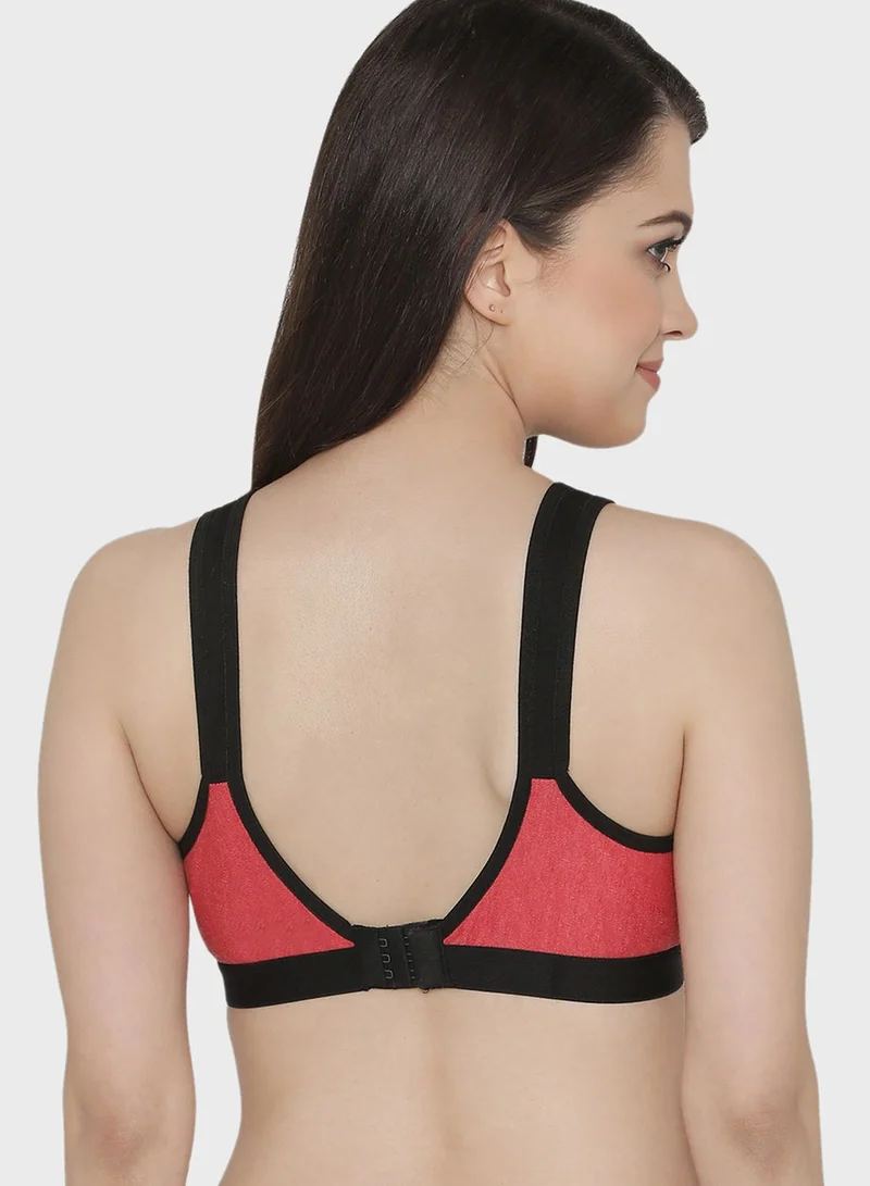 Clovia Plunge Neck Color Block Bra