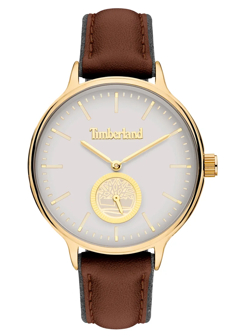 Timberland Norwell Women's Watch 45mm Analog White Dial Dark Brown Leather Strap