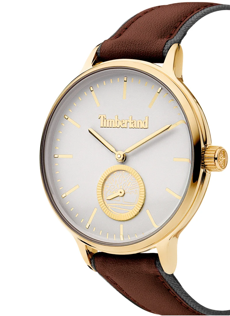 Timberland Norwell Women's Watch 45mm Analog White Dial Dark Brown Leather Strap
