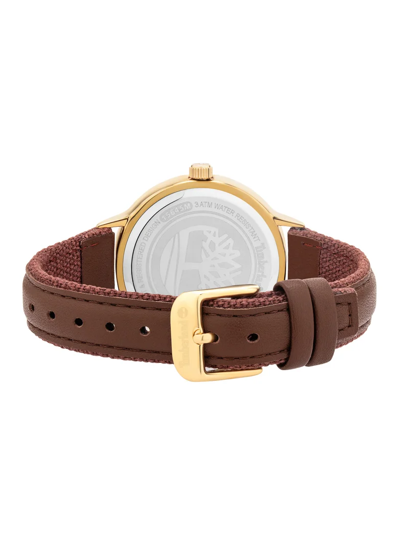 Timberland Norwell Women's Watch 45mm Analog White Dial Dark Brown Leather Strap