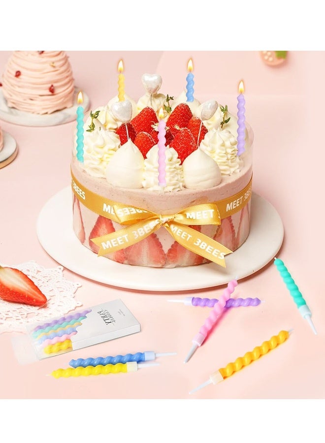12Pcs Twisty Spiral Birthday Candles, Rainbow Long Coil Cake Cupcake Candles with Holders for Party Wedding - Image 5