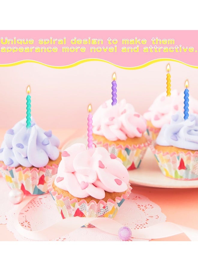 12Pcs Twisty Spiral Birthday Candles, Rainbow Long Coil Cake Cupcake Candles with Holders for Party Wedding - Image 4