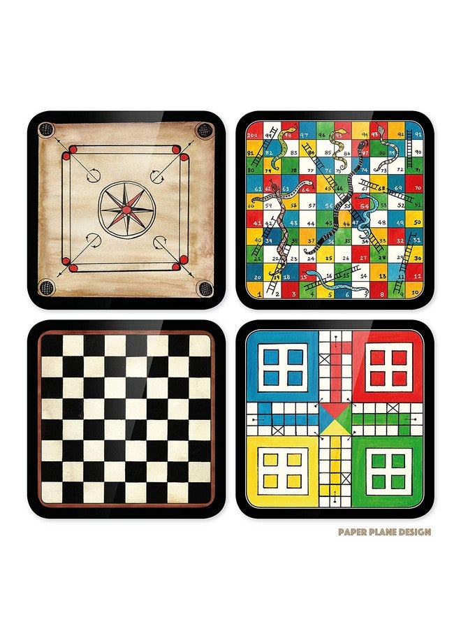 PRINTELLIGENT Tea Coffee Coaster Set Wooden Decorative Coasters Set. Home and Office Wooden Coasters Multi Color. (Design F)