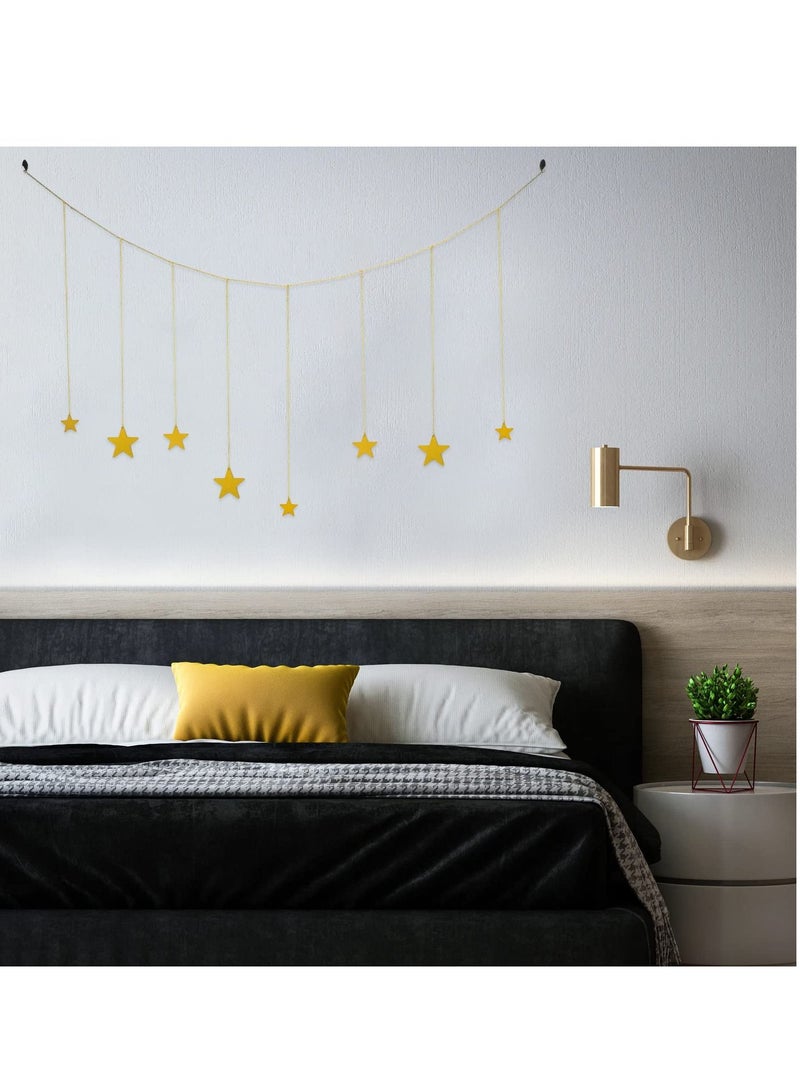 Excefore Hanging Photo Display, Boho Decor Wooden Stars Garland with Metal Chains Picture Frame Collage with 30 Wood Clips for Teen Girl Room, Bedroom, Dorm, Home, Party Decor (200 cm) - Image 5