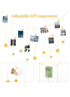 Excefore Hanging Photo Display, Boho Decor Wooden Stars Garland with Metal Chains Picture Frame Collage with 30 Wood Clips for Teen Girl Room, Bedroom, Dorm, Home, Party Decor (200 cm)  - Image 3