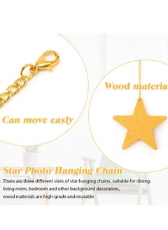Excefore Hanging Photo Display, Boho Decor Wooden Stars Garland with Metal Chains Picture Frame Collage with 30 Wood Clips for Teen Girl Room, Bedroom, Dorm, Home, Party Decor (200 cm)  - Image 2