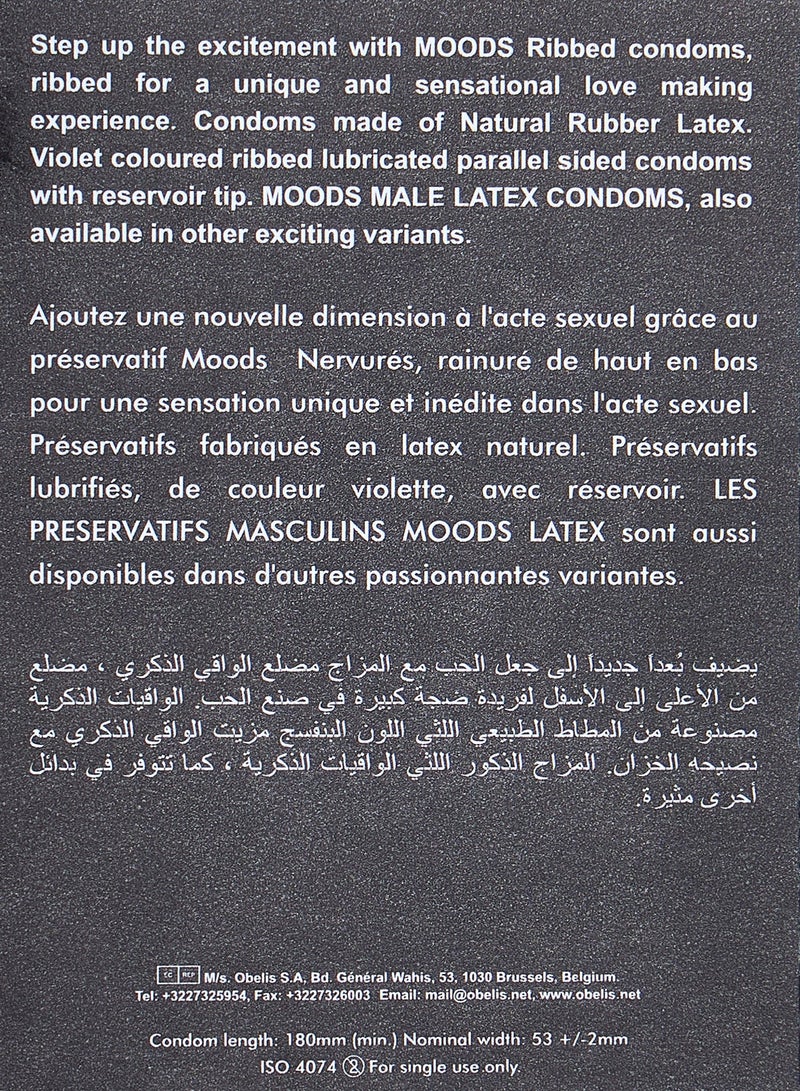 Moods واقيات ذكرية مضلعة 12 حبة مصنوعة من اللاتكس المطاطي الطبيعي - Image 5