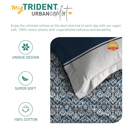 MYTRIDENT Urban Comfort Bedsheet for Double Bed, 144 TC, 100% Cotton Bedsheet with 2 Pillow Covers, Queen Size 228 cm x 254 cm, Audrey - Image 5