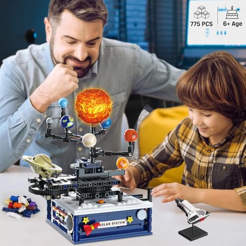 CUBIMANA Solar System Building Sets with Light - Rotatable Space Exploration Building Toys with 9 Planets & Rocket Sets Science Astronomy Educational Gifts for Boys Girls Age 6+ Years Old Kids(775 PCS) - Image 3