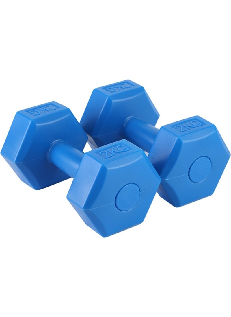 Double 10KG x 2 Dumbbell and Jump Rope Combination Set Vinyl Coated Dumbell Blue