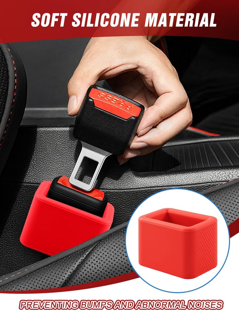 fccairms 2 PCS Seat Belt Buckle Holder, Silicone Seatbelt Buckle Booster to Makes Receptacle Stand Upright for Easy Access (Red) - Image 4