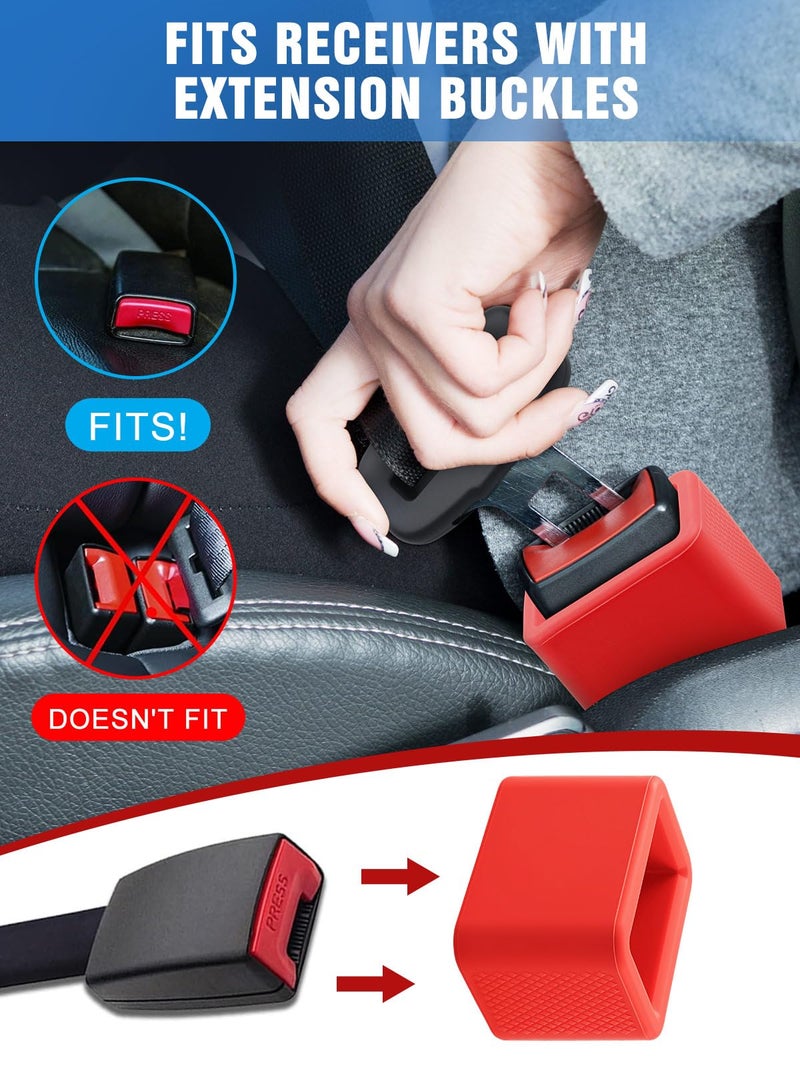 fccairms 2 PCS Seat Belt Buckle Holder, Silicone Seatbelt Buckle Booster to Makes Receptacle Stand Upright for Easy Access (Red) - Image 3