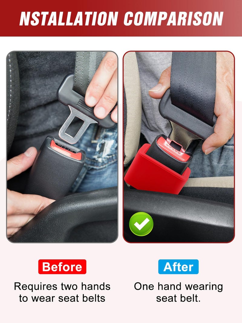 fccairms 2 PCS Seat Belt Buckle Holder, Silicone Seatbelt Buckle Booster to Makes Receptacle Stand Upright for Easy Access (Red) - Image 5