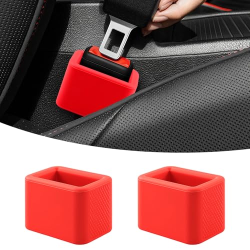 fccairms 2 PCS Seat Belt Buckle Holder, Silicone Seatbelt Buckle Booster to Makes Receptacle Stand Upright for Easy Access (Red) - Image 1