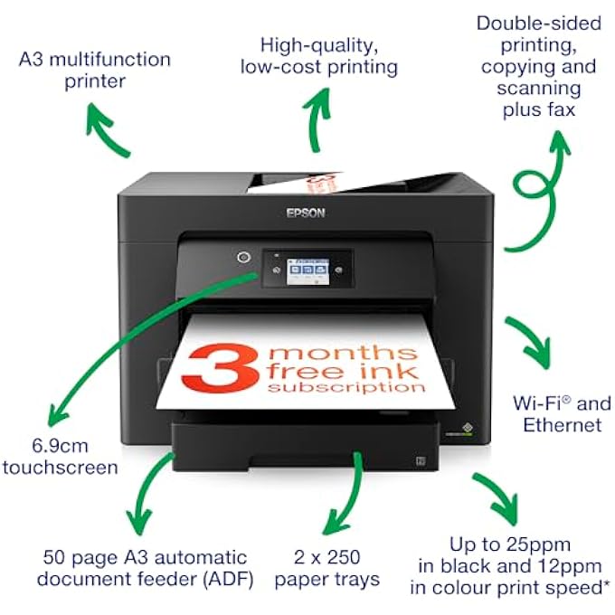 WORKFORCE WF-7830 ALL-IN-ONE WIRELESS COLOUR PRINTER WITH SCANNER, COPIER, FAX, ETHERNET, WI-FI DIRECT AND ADF - Image 3
