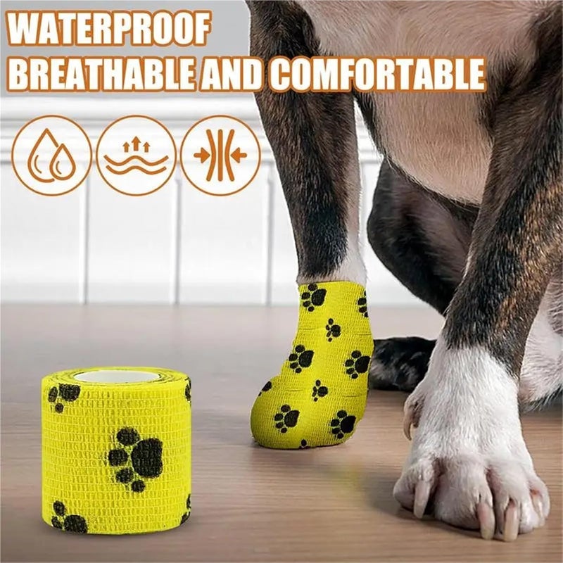 5PCS Self-Adhesive Elastic Bandage Wrap for Pets - Cohesive Tape for Dogs, Cats, and Horses - Perfect for Wound Care(Multicolour) - Image 3