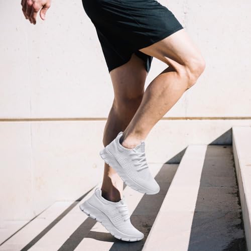 YRLTYO Mens Tennis Shoes Running Sneaker Slip On Walking Gym Workout Athletic Non Slip Lightweight Jogging Casual Sport Shoes White Size 85 - Image 3