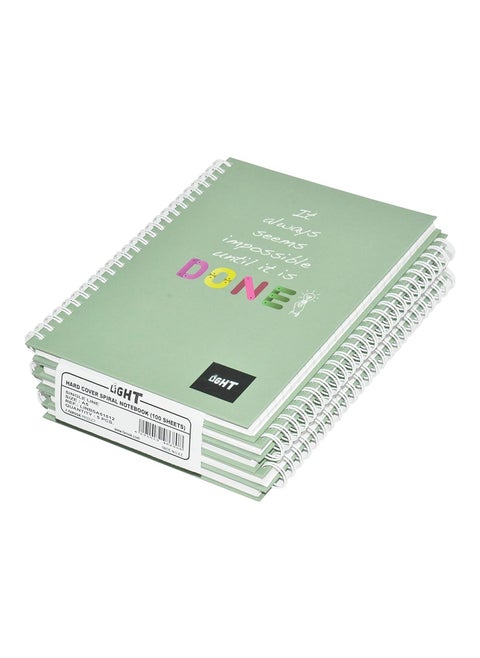Light Spiral Hard Cover Notebook, Single Ruled, 100 Sheet, A5 Size, 5 Piece - LINBSA51512