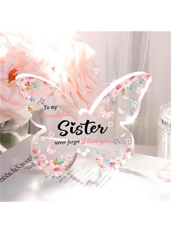 Sister Gifts from Sister, Beautiful erfly-shaped Acrylic Keepsake - Gifts for Sister's Birthday, , Wedding - Image 3