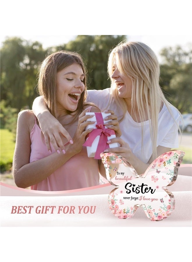 Sister Gifts from Sister, Beautiful erfly-shaped Acrylic Keepsake - Gifts for Sister's Birthday, , Wedding - Image 2
