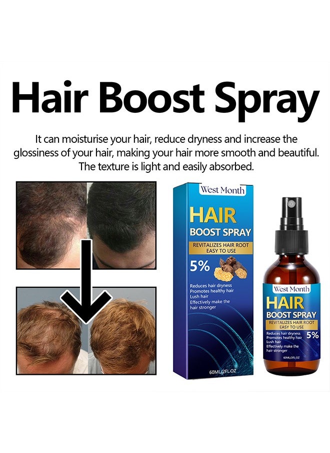 West&Month Hair Boost Spray-5% Minoxidil Hair Growth Spray for Longer Thicker Fuller Hair,Reduces hair dryness,Promotes healthy hair,Lush hair Effectively make the hair stronger or Men and Women 60ml  - Image 4