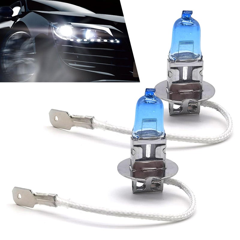 Flygun Pack2 Car Halogen Bulbs Quartz Driving Lights 100 W Front Fog Light Bulbs Bulb Replacements Super Bright Auto Lights Lighting Tool Universal for Most Cars Trucks SUVs White H3 - Image 3