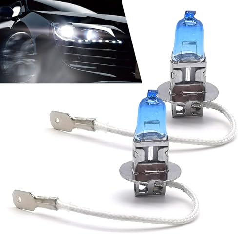Flygun Pack2 Car Halogen Bulbs Quartz Driving Lights 100 W Front Fog Light Bulbs Bulb Replacements Super Bright Auto Lights Lighting Tool Universal for Most Cars Trucks SUVs White H3 - Image 1