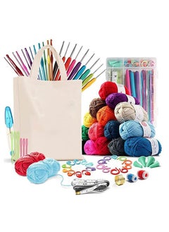 Tanyaz 73 Piece Crochet Kit with Yarn, Hooks, Needles, Accessories, and Canvas Tote Bag, Comprehensive Crochet Starter Pack for Kids, Adults, and Professionals, Ideal for Beginners and Advanced Crafters Alike  - Image 1