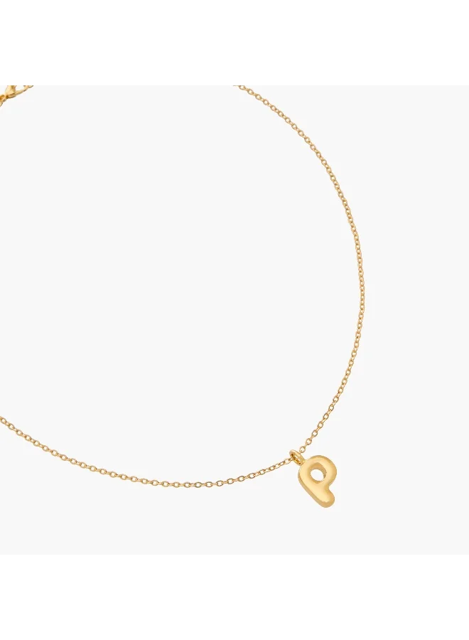 لايف ستايل Gold Tone Necklace with Initial P Pendant