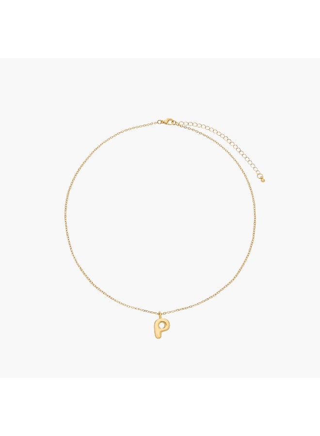 LIFESTYLE Gold Tone Necklace with Initial P Pendant - Image 1