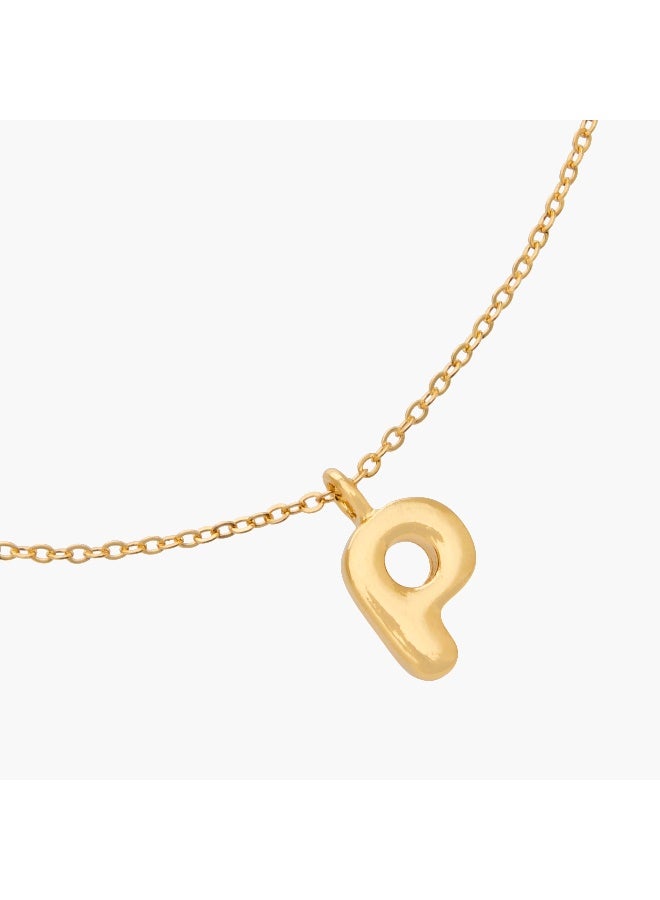 LIFESTYLE Gold Tone Necklace with Initial P Pendant - Image 4