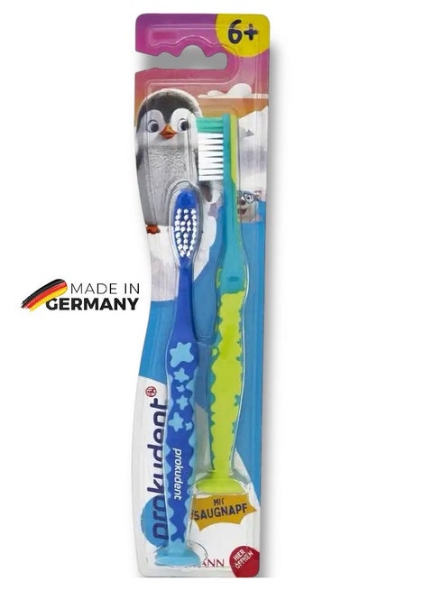 German Brand, 2-Piece Colorful Kids Toothbrush Set – Gentle, Effective, and Fun for Little Smiles" , teethbrush set, made in Germany