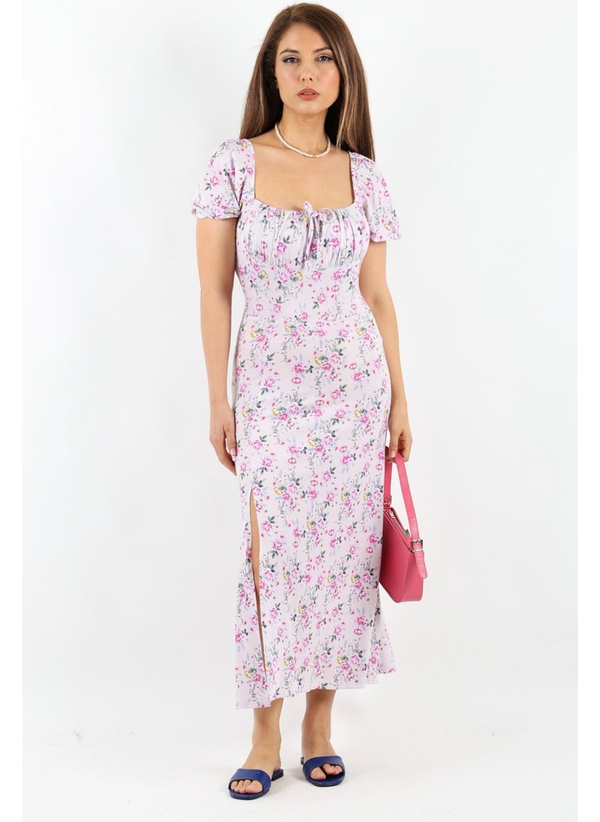 Ritnice - Women's Gardenia Pink Beige Floral Dress - Image 1
