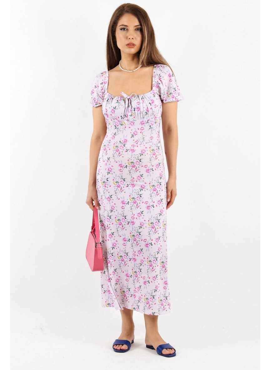 Ritnice - Women's Gardenia Pink Beige Floral Dress - Image 1