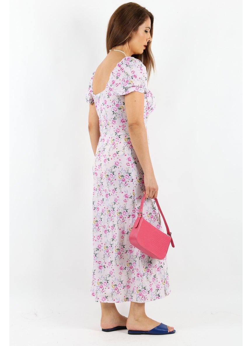 Ritnice - Women's Gardenia Pink Beige Floral Dress - Image 1