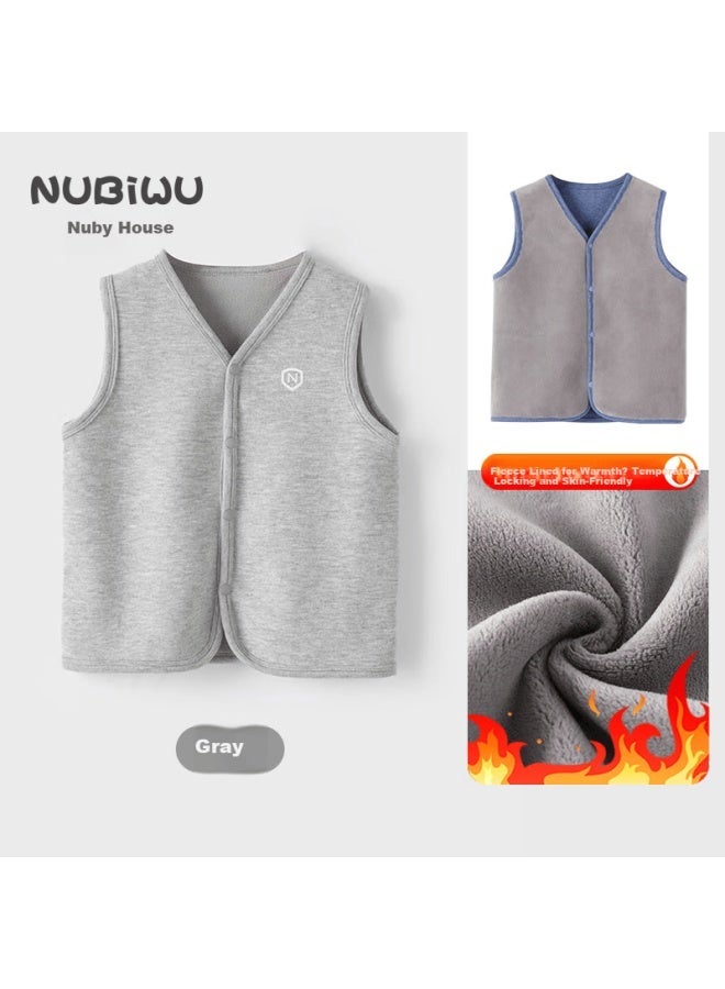 Nubiwu Kids Vest Autumn Winter Boys Warm Sleeveless Girls Winter Fleece Thickened Inner Wear Autumn Waistcoat - Image 2