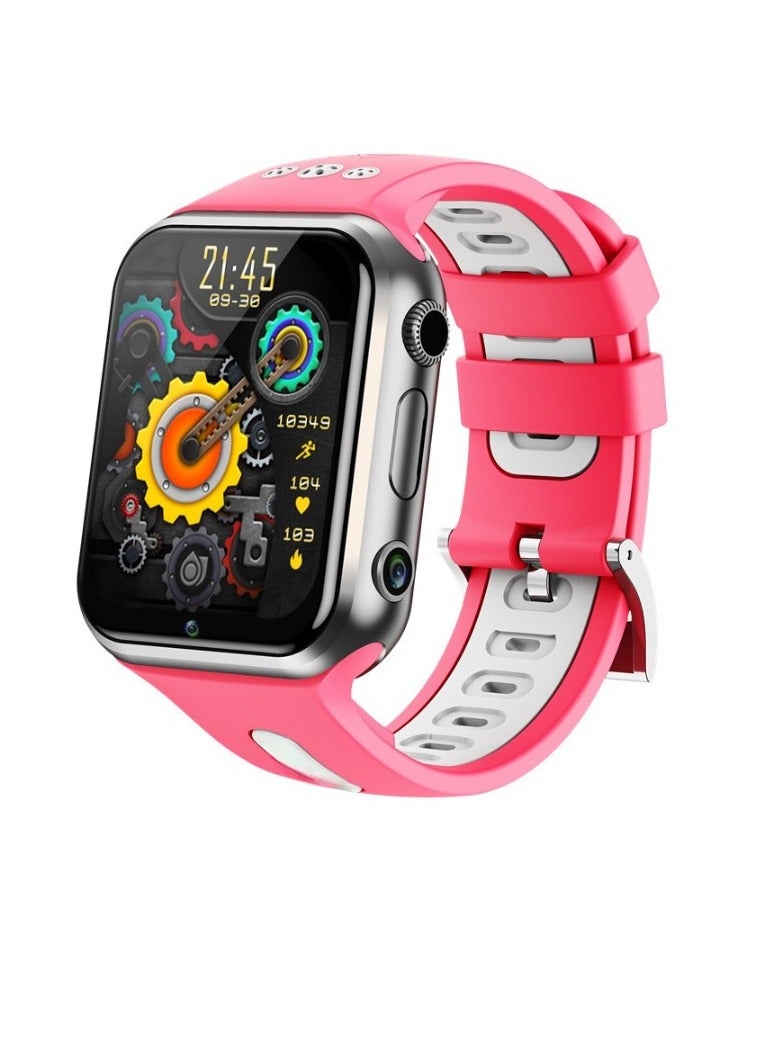 ساعة ذكية W5 Pro، ساعة هاتف للأطفال 4G، خفيفة الوزن ومريحة لتتبع اللياقة البدنية للأطفال، سوار معصم ذكي كامل اللمس مزود بمكالمات بلوتوث للأطفال، (قطعة واحدة، وردي وأبيض) - Image 1