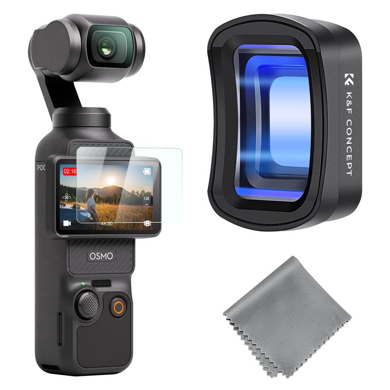 K&F CONCEPT 1.2X Anamorphic Lens Compatible with DJI Osmo Pocket 3, Blue Streak Effect Widescreen Cinematic Lens, Magnetic Attach/Multi-Coated/Optical Glass - Image 1