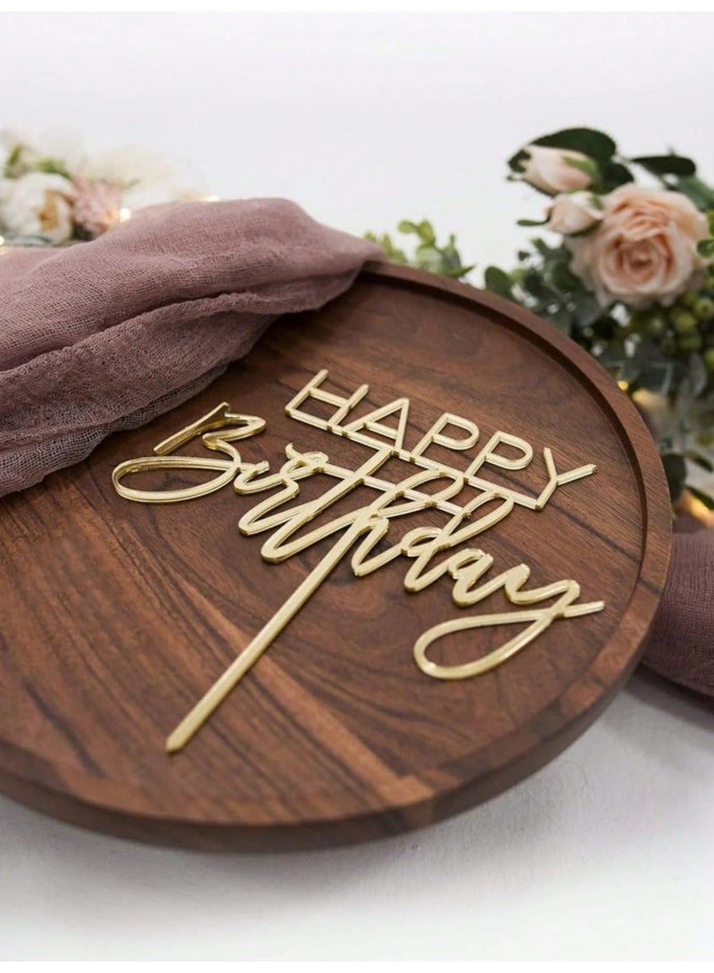 3 pieces Happy Birthday Cake Topper in Gold Color - Image 4