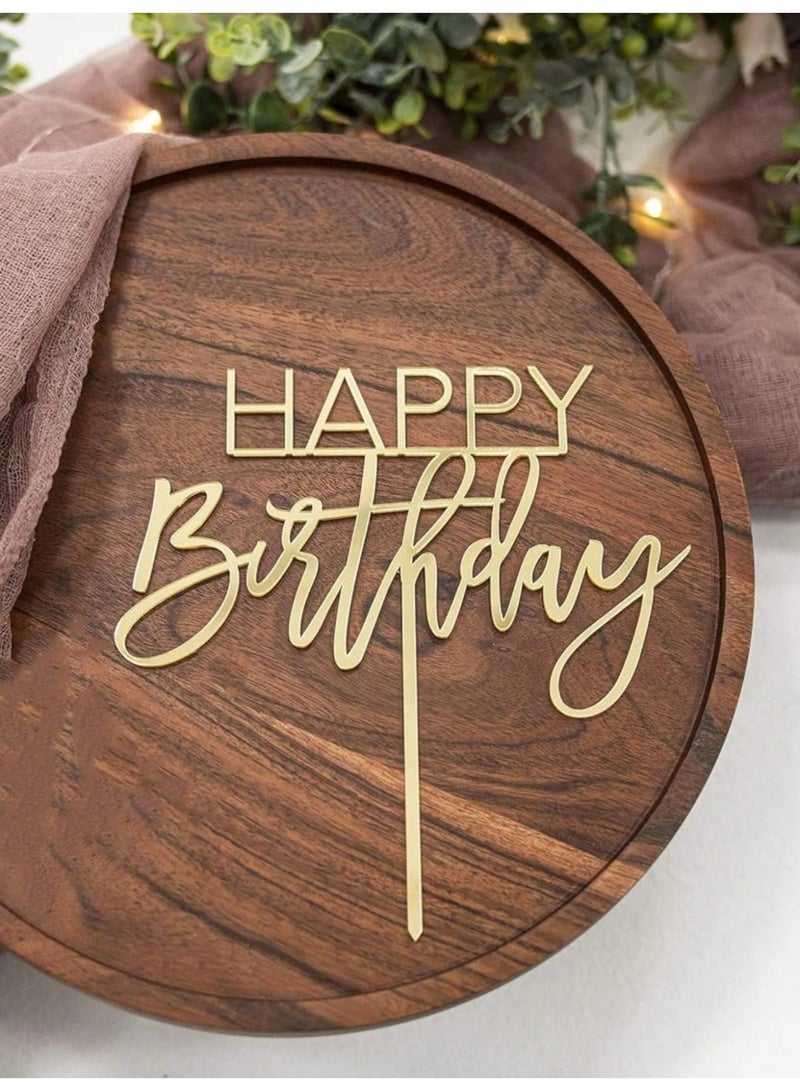 3 pieces Happy Birthday Cake Topper in Gold Color - Image 1