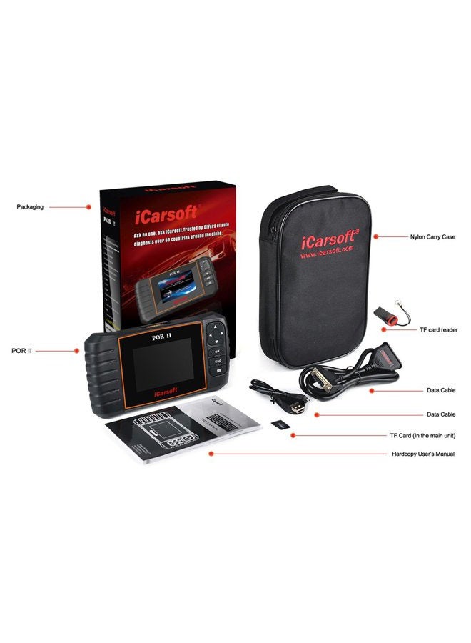 iCarsoft POR-II Porsche OBD-II Scanner Tool Multi-systems ABS SRS (POR II) - Image 3