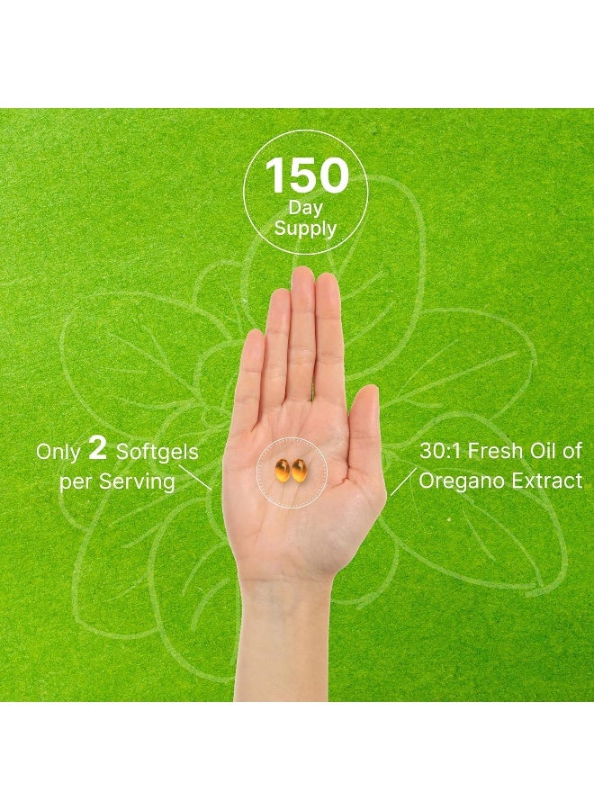 DEAL SUPPLEMENT زيت الأوريجانو المكملات الغذائية في كبسولات لينة مع زيت الحبة السوداء، 9,000 ملغ لكل حصة، 300 حبة – مستخلص 30:1، كارفاكرول نشط وثيموكينون – دعم صحة المناعة المضادة للأكسدة – نباتي، خالي من الكائنات المعدلة وراثيًا - Image 5