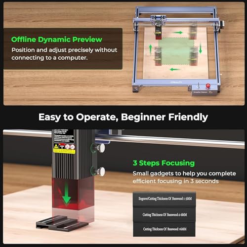 CREALITY FALCON 10w Laser Engraver with Air Assist, Laser Engraving Machine with Rotary Roller, 72W High Precision Laser Cutter and Engraver for Wood, Metal, Acrylic, Cylindrical Objects, Tumblers - Image 2