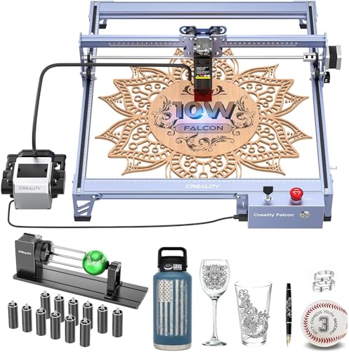 CREALITY FALCON 10w Laser Engraver with Air Assist, Laser Engraving Machine with Rotary Roller, 72W High Precision Laser Cutter and Engraver for Wood, Metal, Acrylic, Cylindrical Objects, Tumblers - Image 1